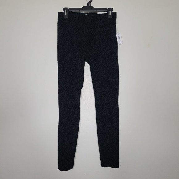 Old Navy Stevie Pull On Pants Women's Small Black Velvet Animal Print High Rise - Picture 1 of 10